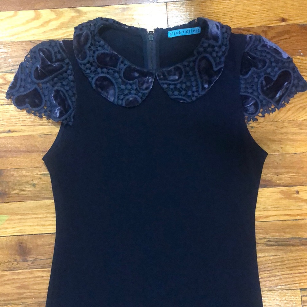 NWOT Alice + Olivia velvet heart collared shirt